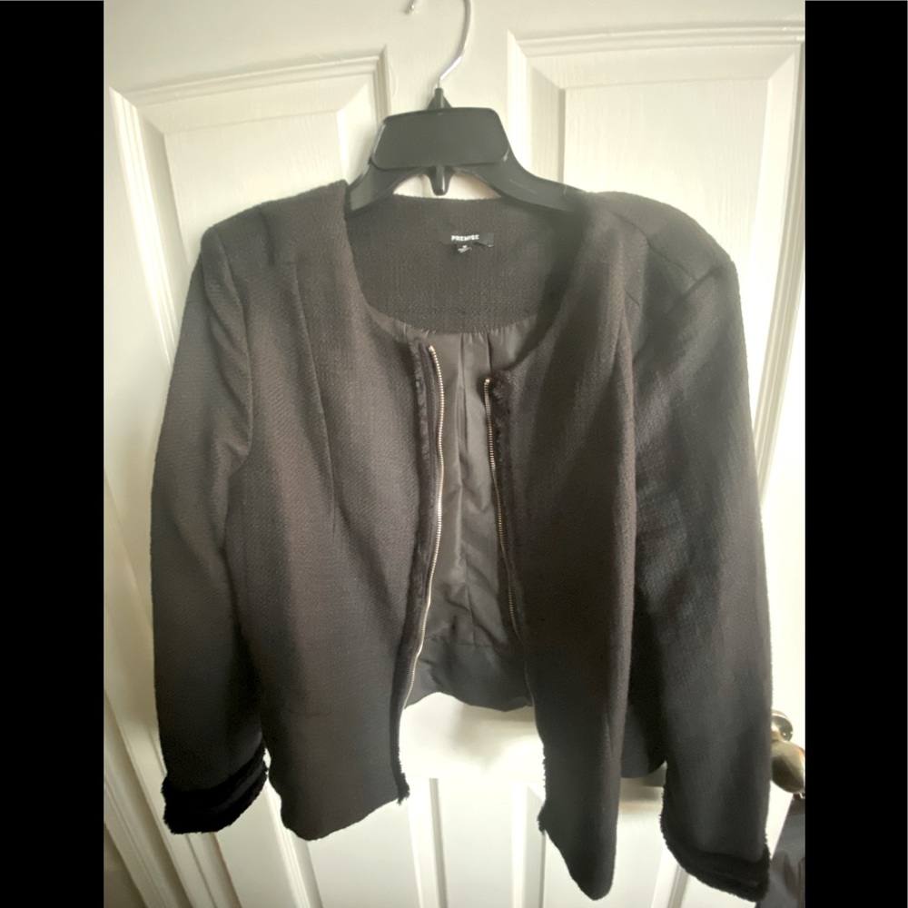 Black zipper sweater jacket